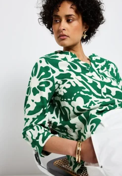 Gedessineerde blouse van linnenmix