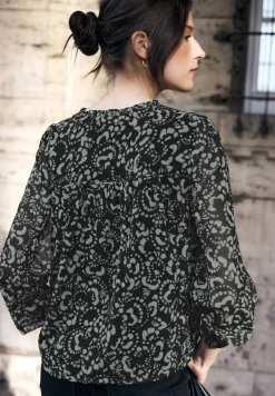 Gedessineerde chiffon blouse