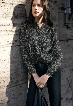 Gedessineerde chiffon blouse