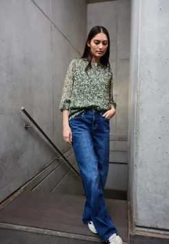 Gedessineerde chiffon blouse