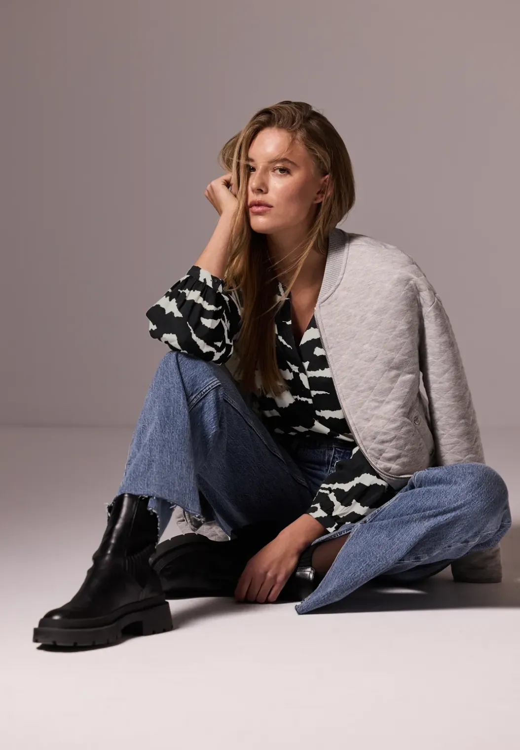 Gedessineerde raglan blouse