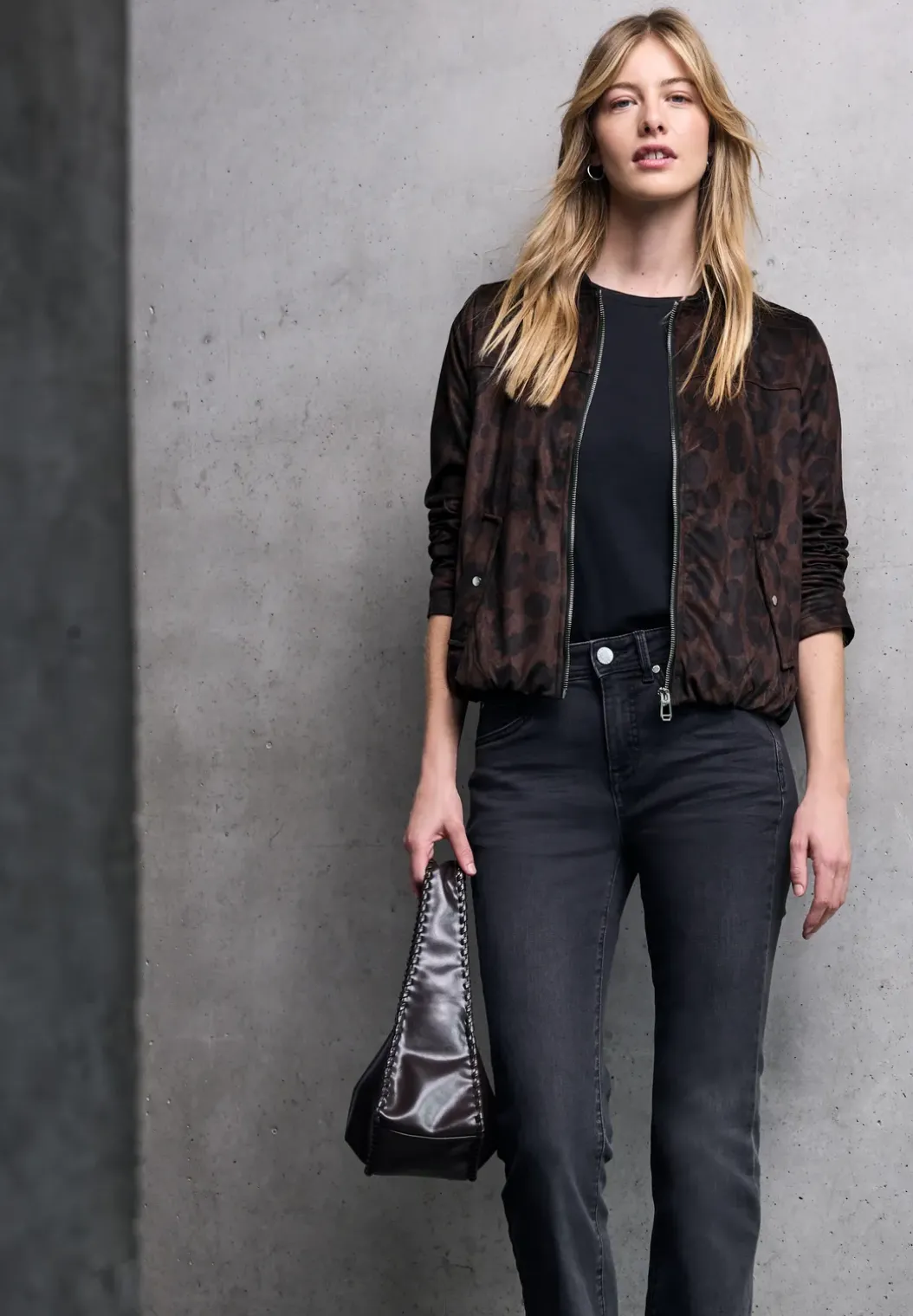 Gedessineerde velours blouson
