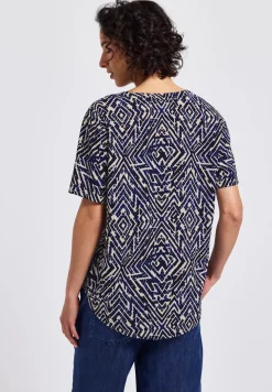 Gedessineerde blouse met gespleten hals
