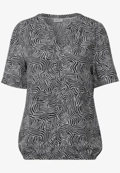 Gedessineerde blouse met gespleten hals