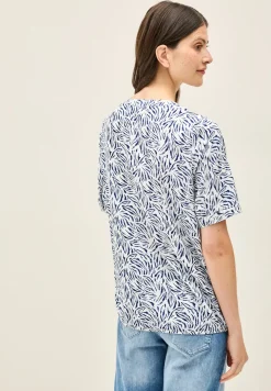 Gedessineerde blouse met gespleten hals