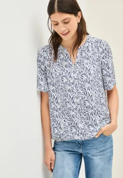 Gedessineerde blouse met gespleten hals