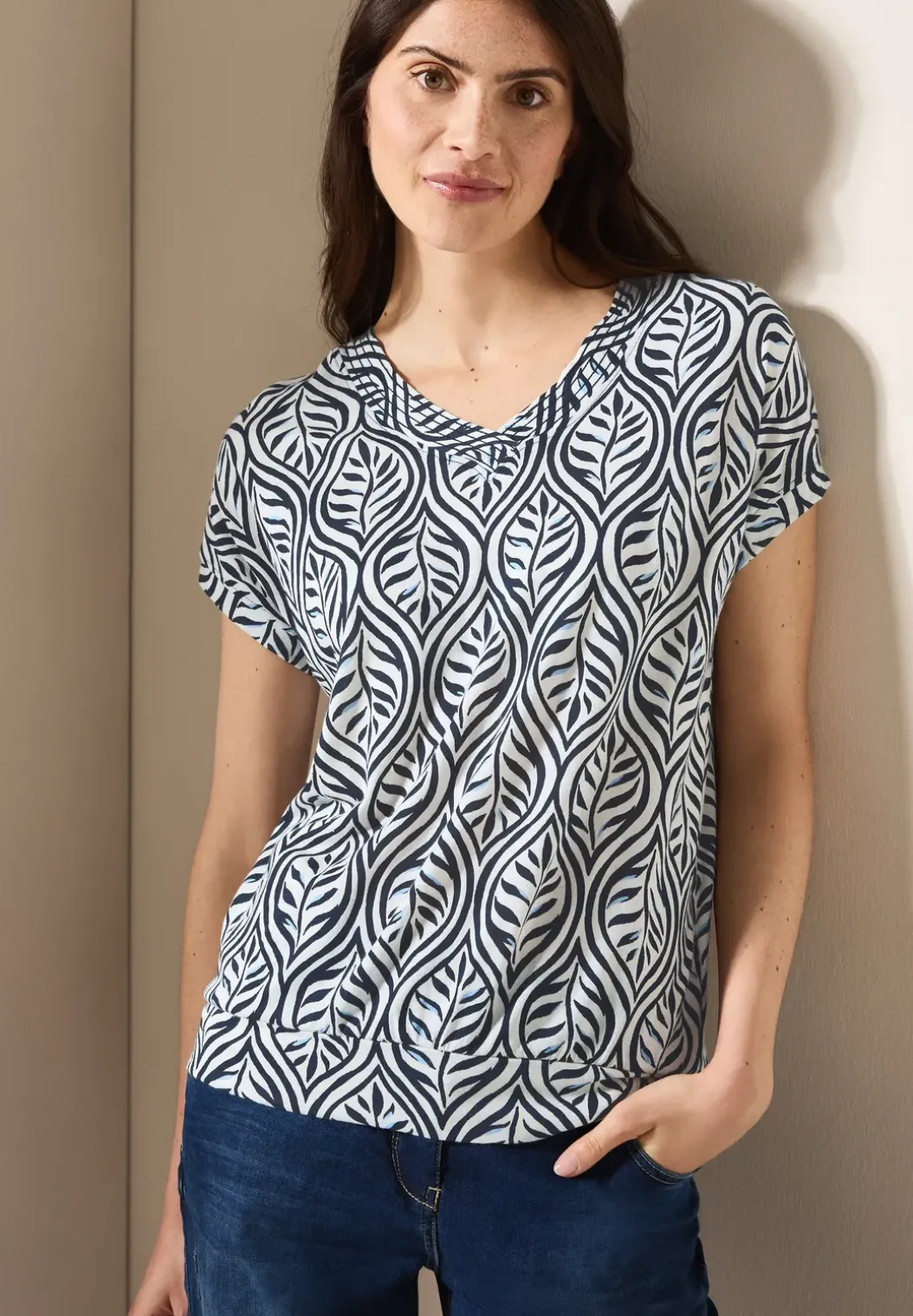 Gedessineerd V-hals Shirt