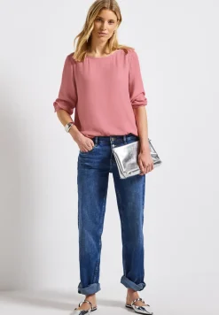 Gemêleerde blouse met ronde hals