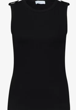 Geribbelde top met knoopdetail