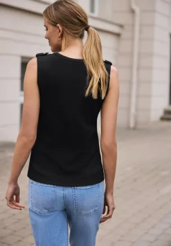 Geribbelde top met knoopdetail