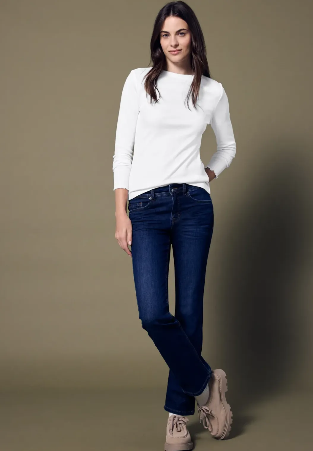 Geribd shirt met ronde hals