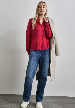 Geruite blouse met ruches