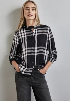 Geruite blouse met ruches