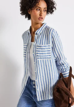 Gestreept linnen overhemd blouse