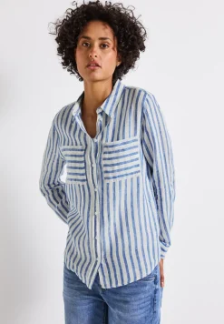 Gestreept linnen overhemd blouse