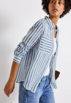 Gestreept linnen overhemd blouse