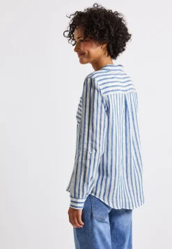 Gestreept linnen overhemd blouse