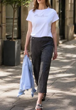 Gestreepte 7/8 broek Wide Legs