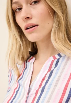 Gestreepte blouse met gespleten hals