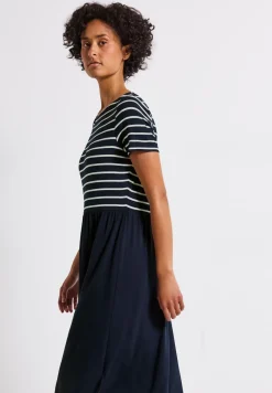 Gestreepte midi-jurk