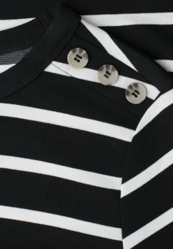 Gestreepte midi-jurk met sierknopen