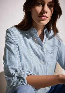 Gestreepte seersucker blouse