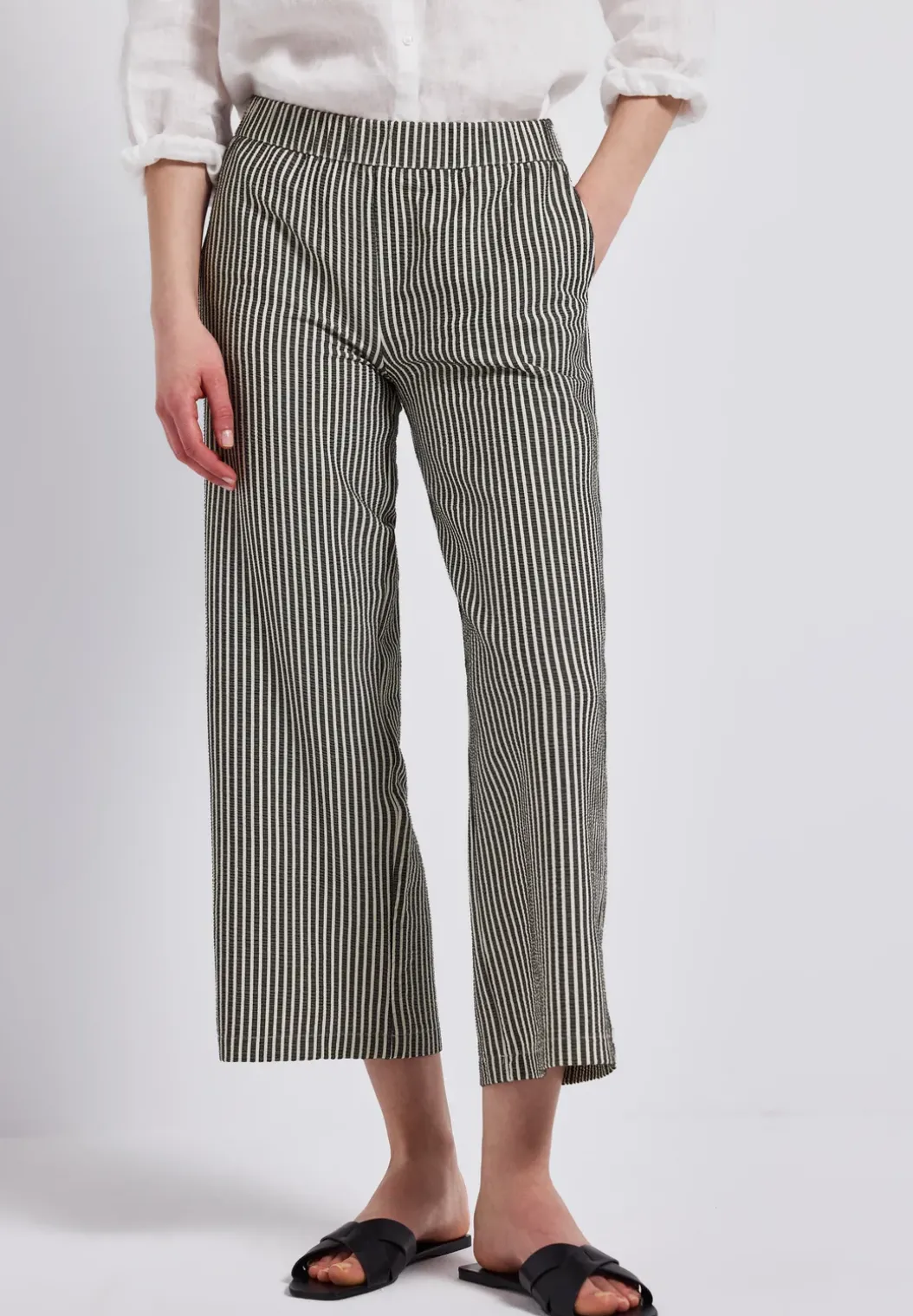 Gestreepte seersucker broek
