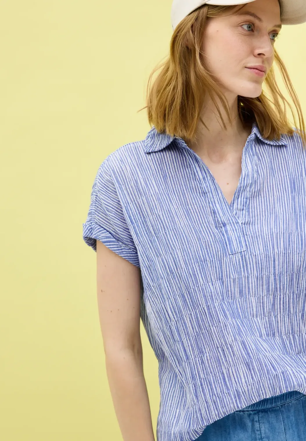 Gestreepte gestructureerde blouse