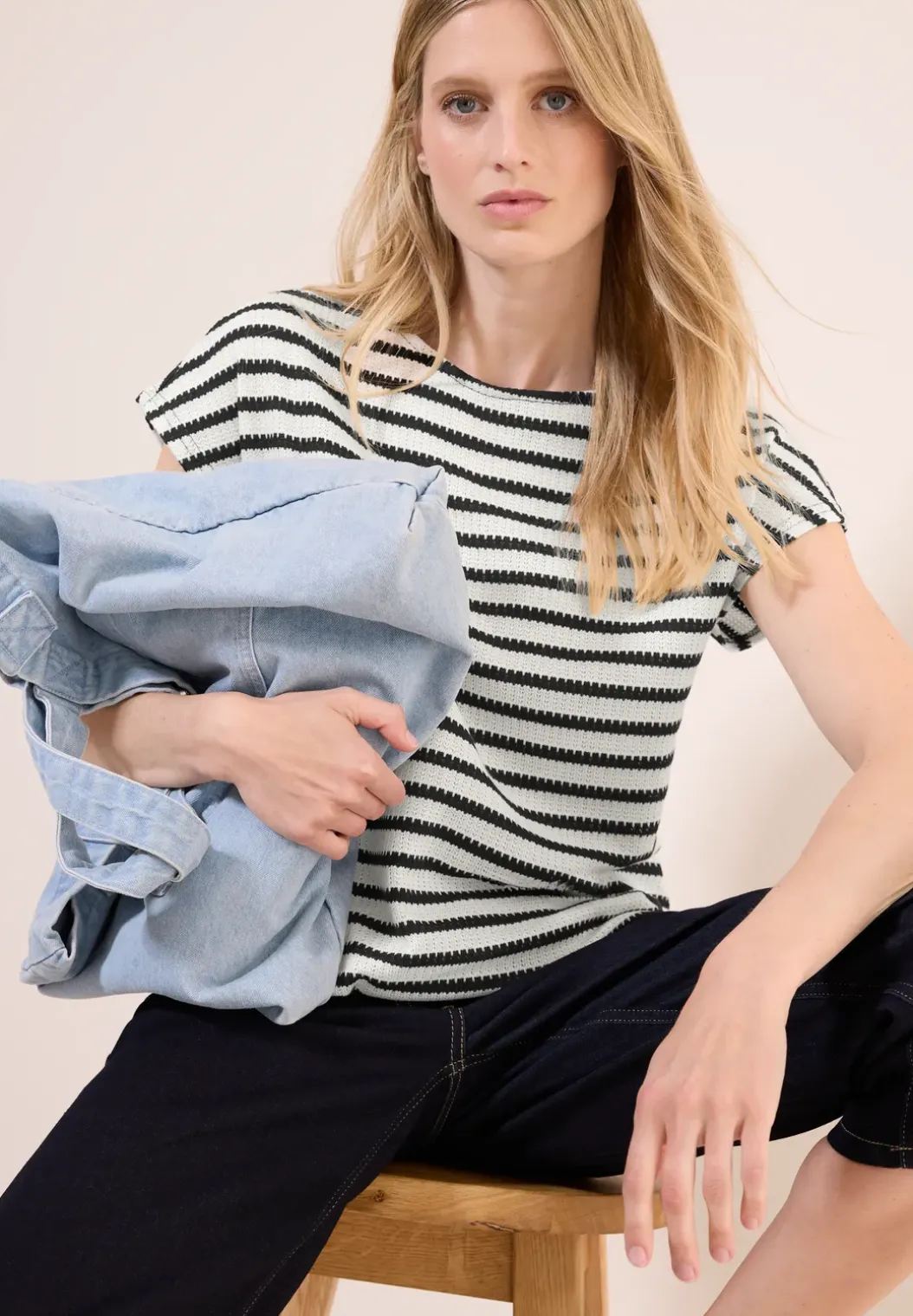 Gestreept jacquard shirt