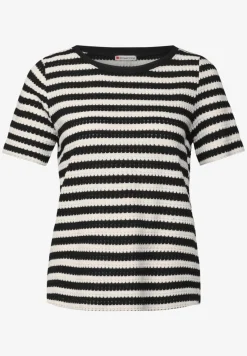 Gestreept shirt met gebreide look