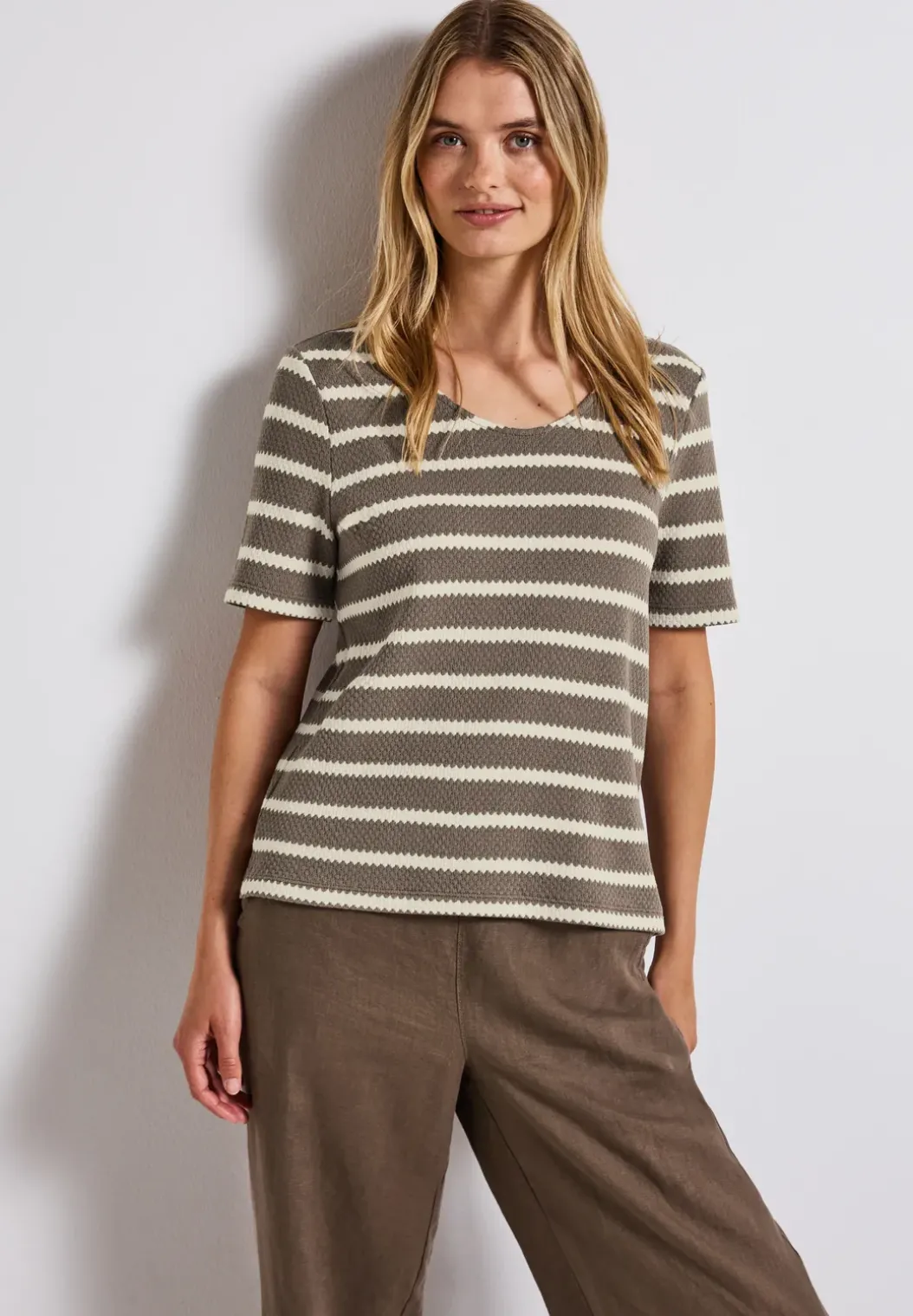 Gestreept shirt met structuur