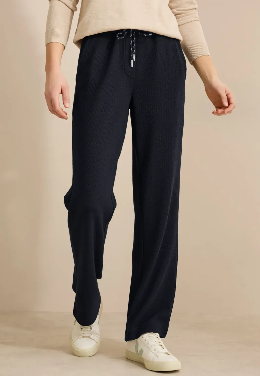 Gestructureerde broek met rechte leg