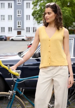Gilet met V-hals en gebreide look