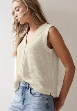 Gilet met V-hals en gebreide look