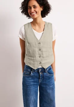 Gilet met V-hals en linnen knopen