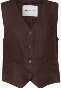 Gilet met V-hals en linnen knopen