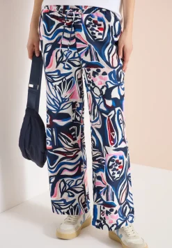 High Waist broek met Wide Legs en print