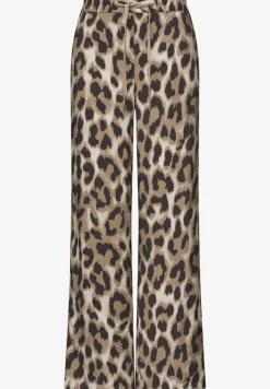 High Waist broek met Wide Legs en leoprint