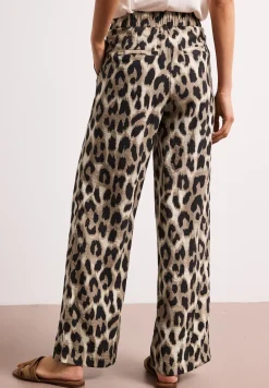 High Waist broek met Wide Legs en leoprint