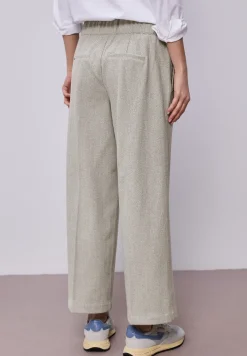 High Waist broek met Wide Legs en knoopdetail