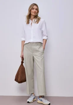 High Waist broek met Wide Legs en knoopdetail