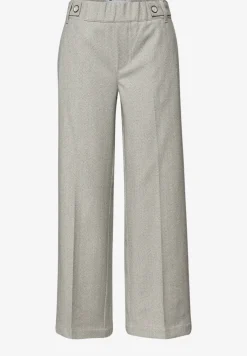 High Waist broek met Wide Legs en knoopdetail