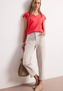 High Waist broek met wijde pijpen in casual pasvorm