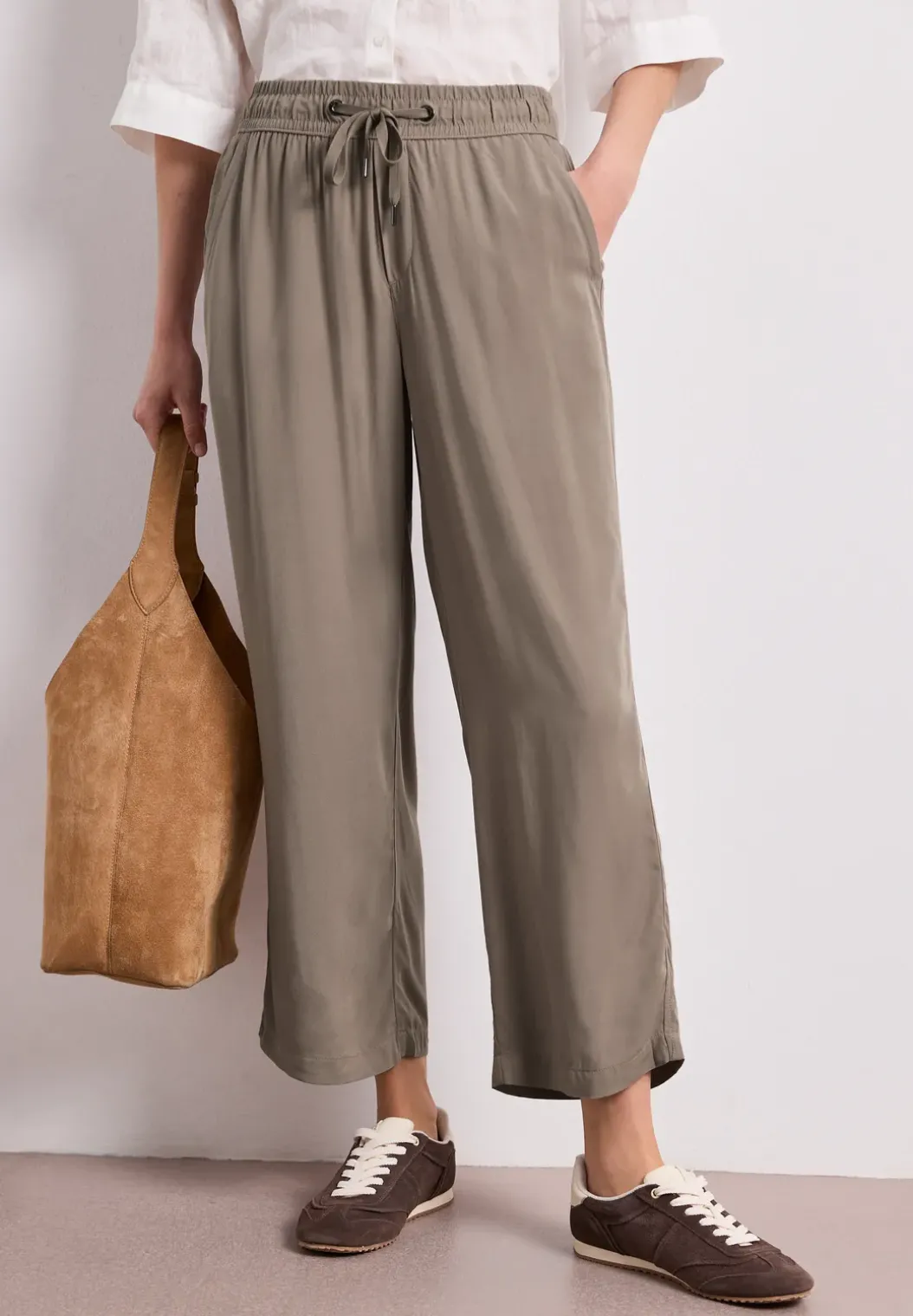 High Waist broek met wijde pijpen in Loose Fit