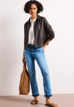 High Waist jeans met flared pijpen en decoratieve zoom
