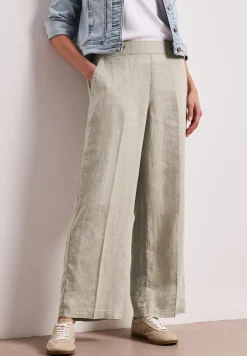 High Waist linnen broek met Wide Legs