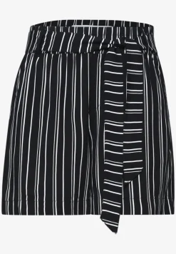 High Waist shorts met riem en strepen