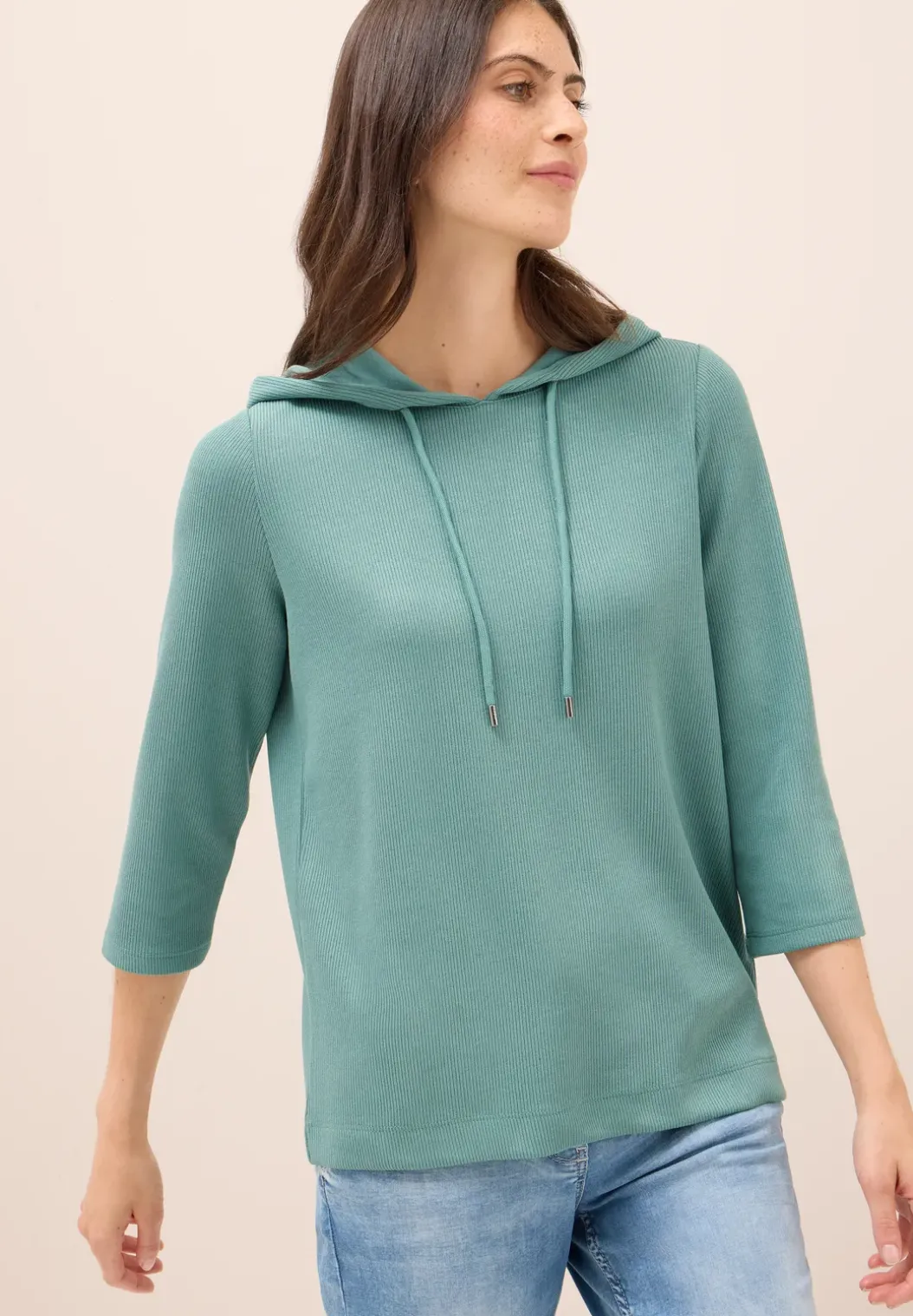 Hoodie Shirt met geribde structuur