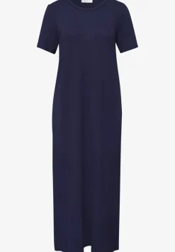 Jersey midi-jurk met pofmouwen