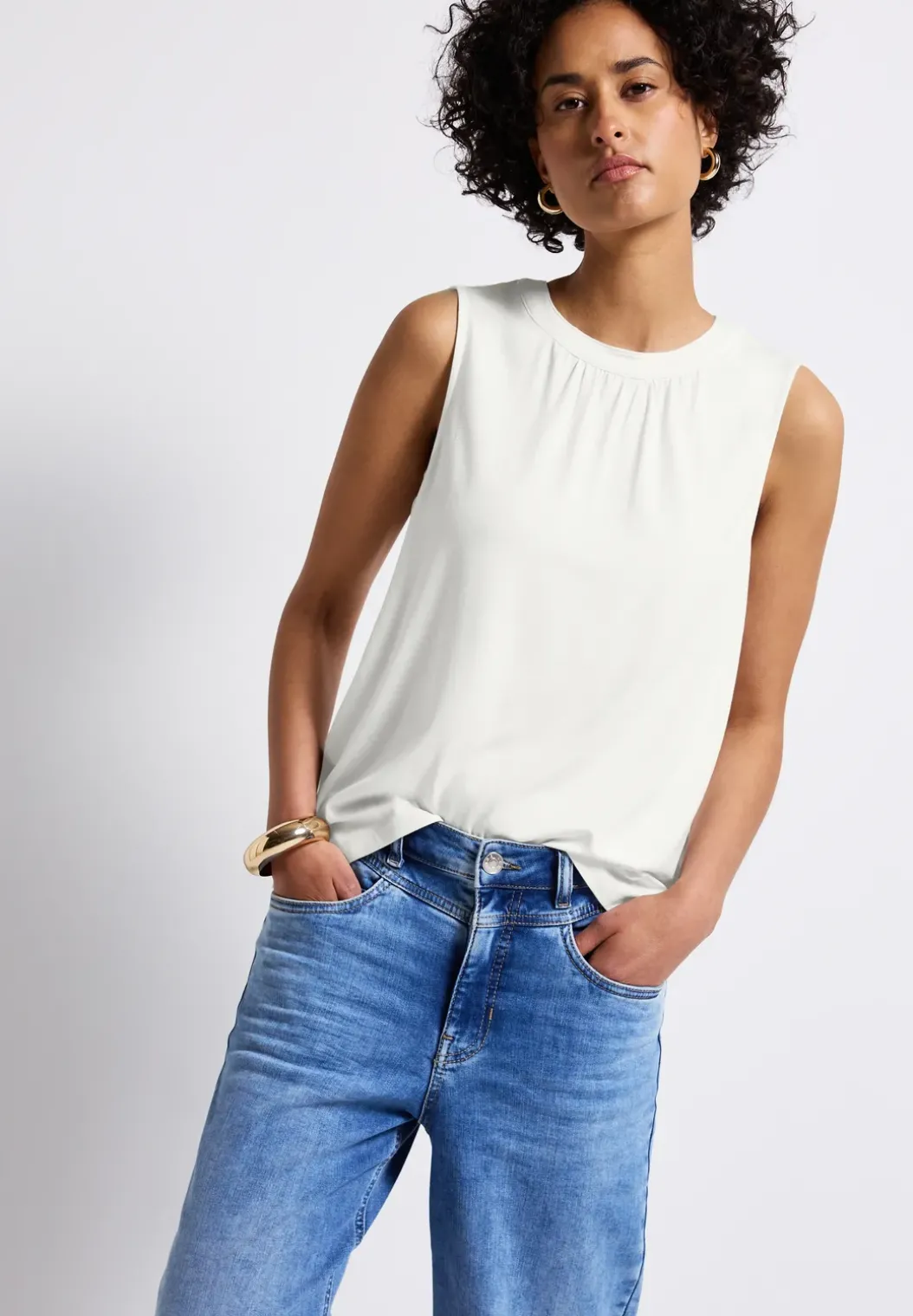 Jersey top met rimpels